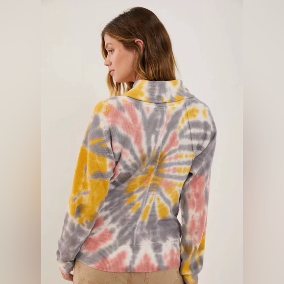 Anthropologie Pilcro Angie Tie Dye Cowl Neck Thermal Top - Picture 2 of 10
